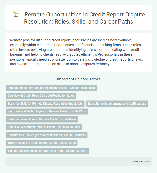 Remote Opportunities in Credit Report Dispute Resolution: Roles, Skills, and Career Paths