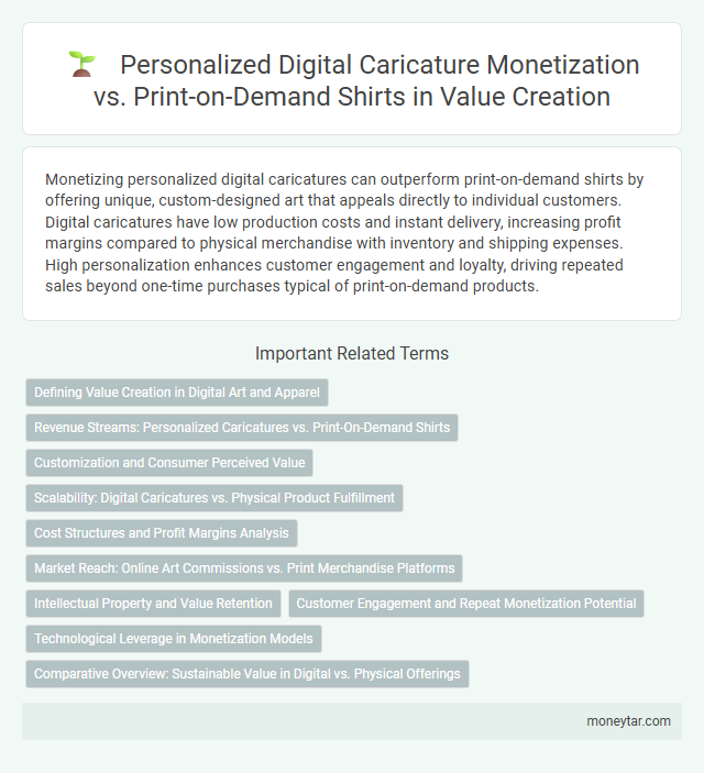 Personalized Digital Caricature Monetization vs. Print-on-Demand Shirts in Value Creation