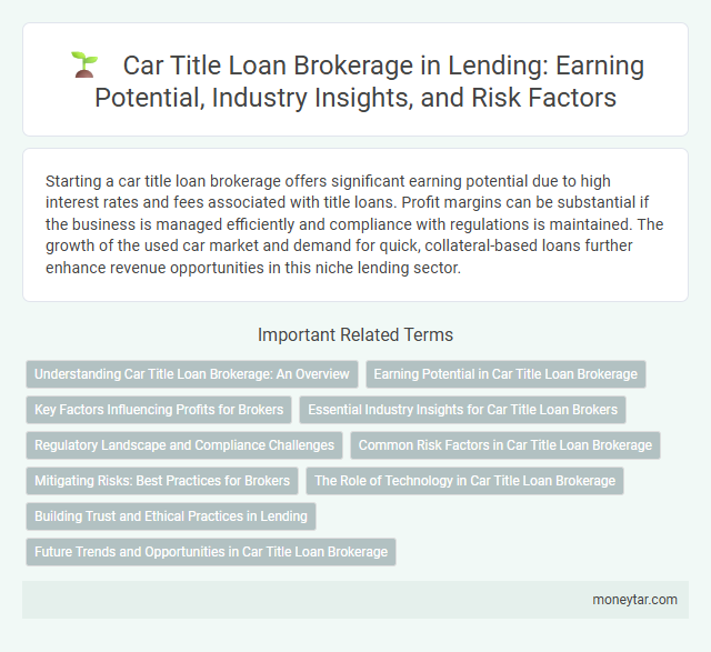 Car Title Loan Brokerage in Lending: Earning Potential, Industry Insights, and Risk Factors