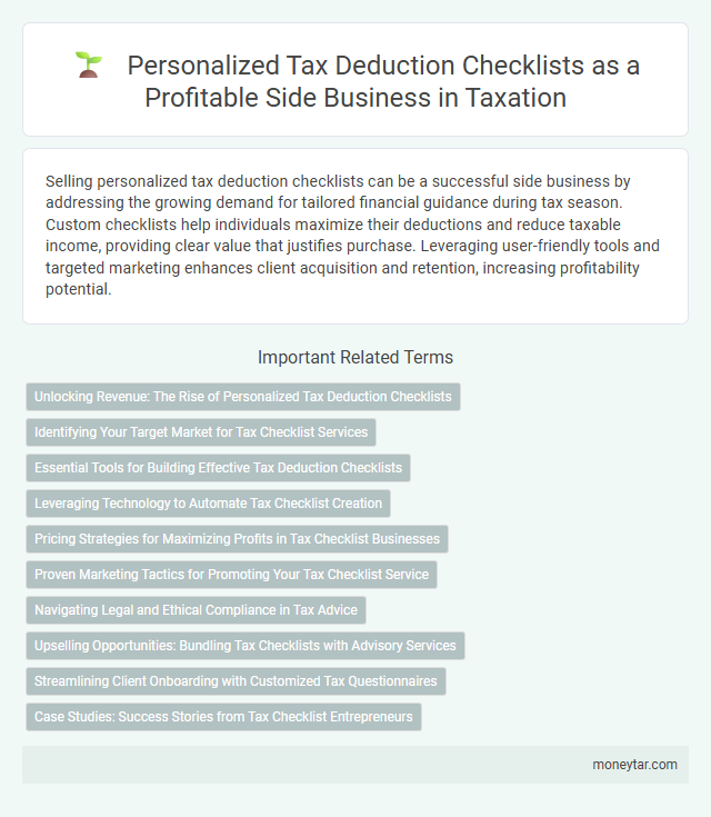 Personalized Tax Deduction Checklists as a Profitable Side Business in Taxation