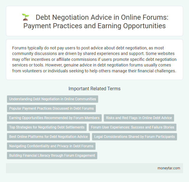 Debt Negotiation Advice in Online Forums: Payment Practices and Earning Opportunities
