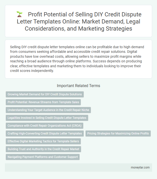 Profit Potential of Selling DIY Credit Dispute Letter Templates Online: Market Demand, Legal Considerations, and Marketing Strategies