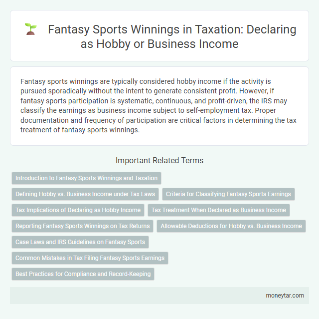 Fantasy Sports Winnings in Taxation: Declaring as Hobby or Business Income