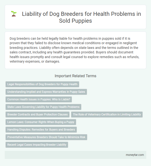 Liability of Dog Breeders for Health Problems in Sold Puppies