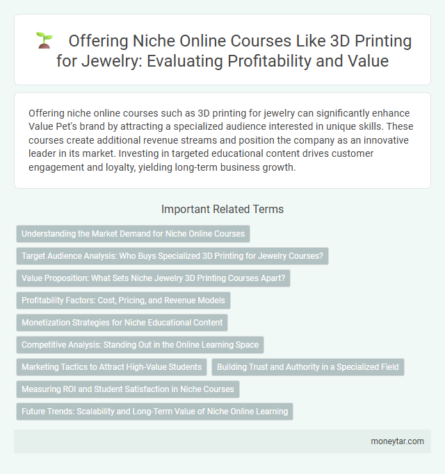 Offering Niche Online Courses Like 3D Printing for Jewelry: Evaluating Profitability and Value