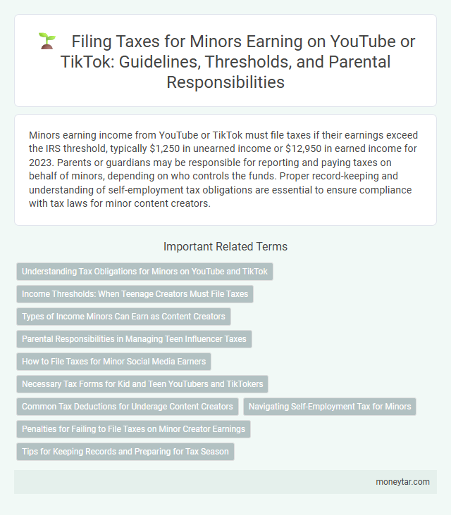 Filing Taxes for Minors Earning on YouTube or TikTok: Guidelines, Thresholds, and Parental Responsibilities