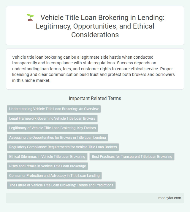 Vehicle Title Loan Brokering in Lending: Legitimacy, Opportunities, and Ethical Considerations