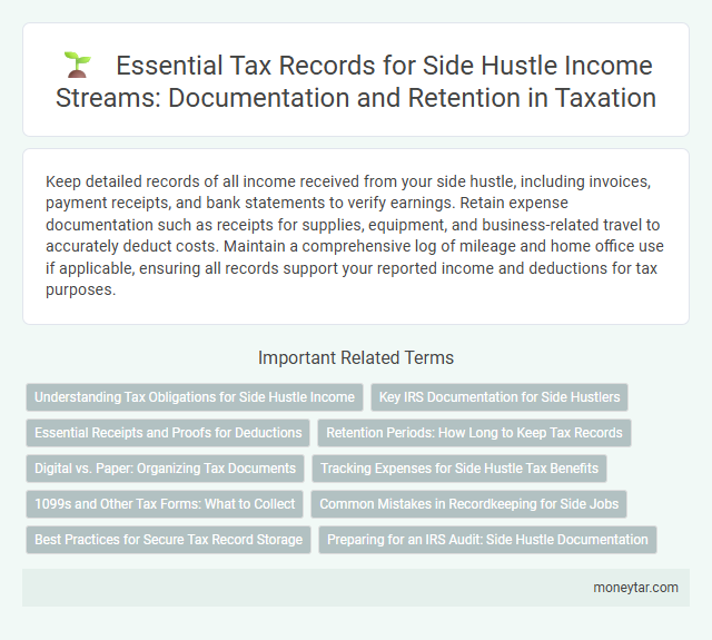 Essential Tax Records for Side Hustle Income Streams: Documentation and Retention in Taxation